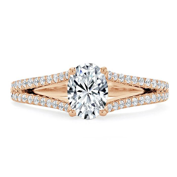 1.35ct Oval Cut Moissanite Engagement Ring, Split Shank,  Available in White Gold, Platinum, Rose Gold or Yellow Gold