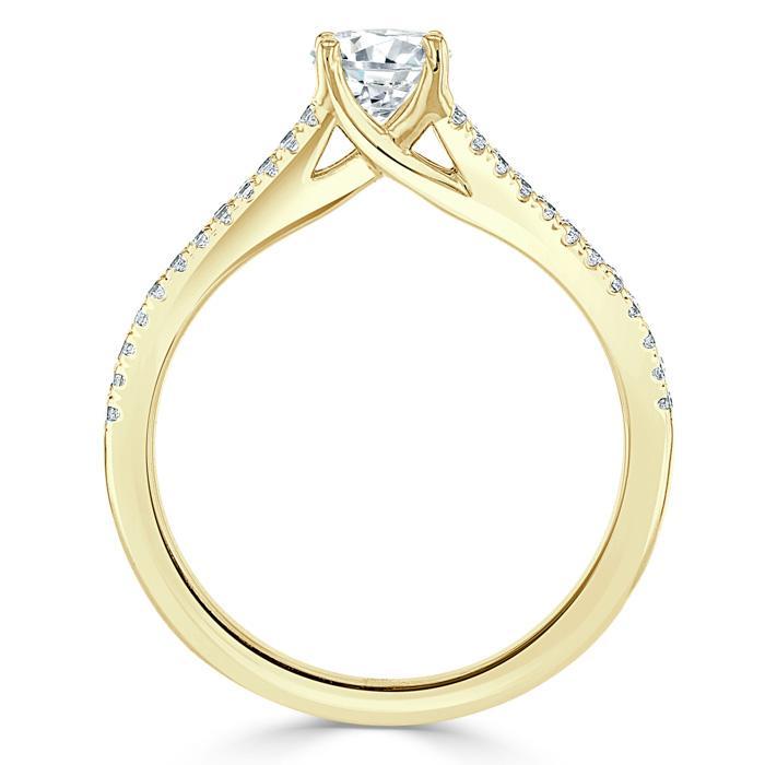 Lab-Diamond Oval Cut Engagement Ring, Split Shank, Choose Your Stone Size and Metal