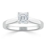 0.75ct Asscher Cut Moissanite Engagement Ring, Classic Style,  Available in White Gold, Platinum, Rose Gold or Yellow Gold