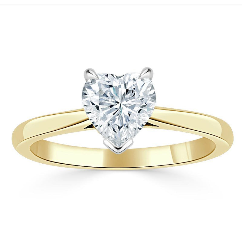 1.00ct  Heart Cut Moissanite Engagement Ring, Classic Style,  Available in White Gold, Platinum, Rose Gold or Yellow Gold