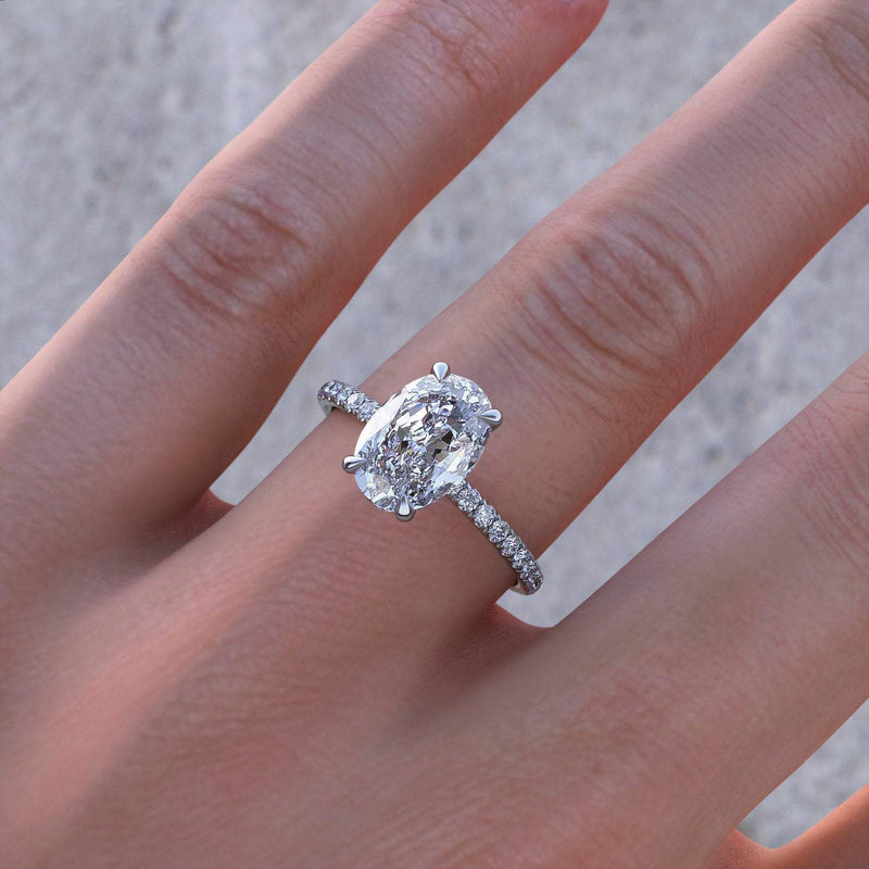 2.50ct Oval Cut Moissanite, Classic Engagement Ring, Available in White Gold or Platinum