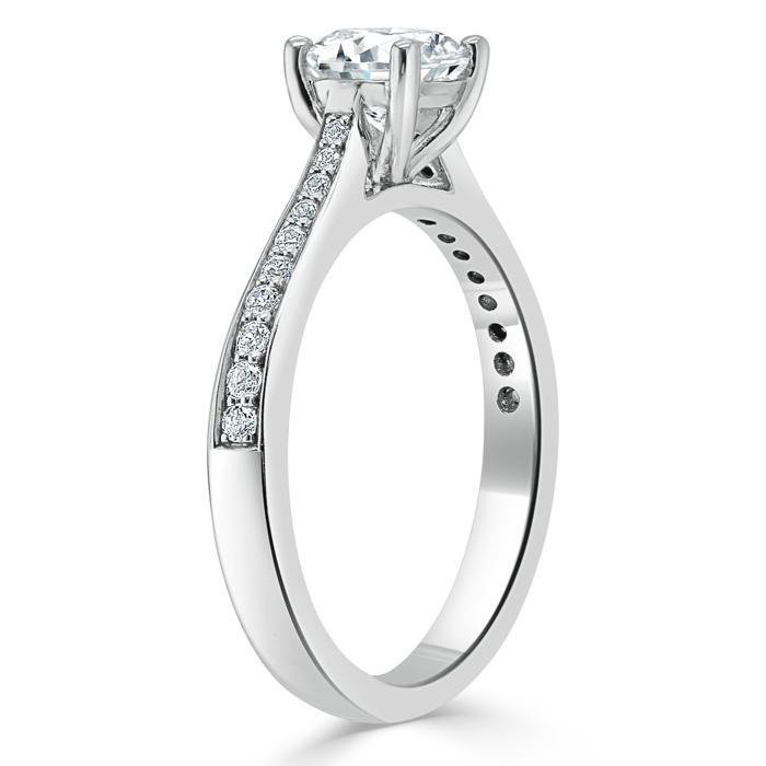 1.00ct  Round Cut Moissanite Halo Engagement Ring, Classic Style,  Available in White Gold, Platinum, Rose Gold or Yellow Gold