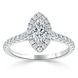 1.40ct Marquise Cut Moissanite Halo Engagement Ring, Tiffany Style,  Available in White Gold, Platinum, Rose Gold or Yellow Gold