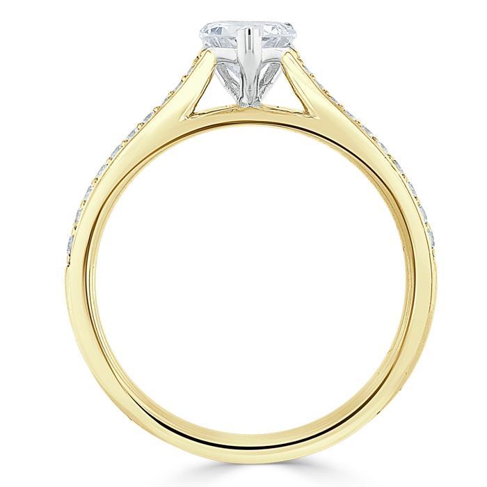 Lab-Diamond Heart Cut Engagement Ring, Classic Style, Choose Your Stone Size and Metal