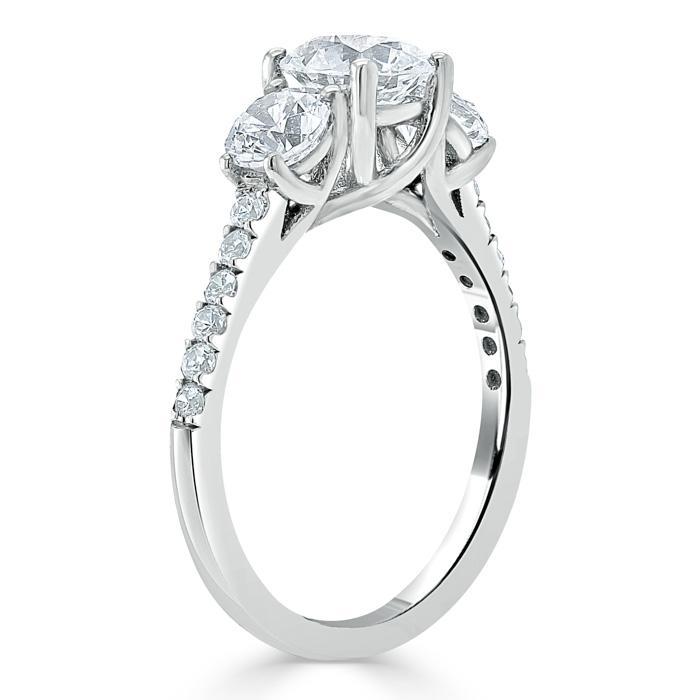 1.20ct  Round Cut Moissanite 3 stone Engagement Ring,  Available in White Gold, Platinum, Rose Gold or Yellow Gold