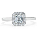 Lab-Diamond Asscher Cut Halo Engagement Ring, Choose Your Stone Size and Metal