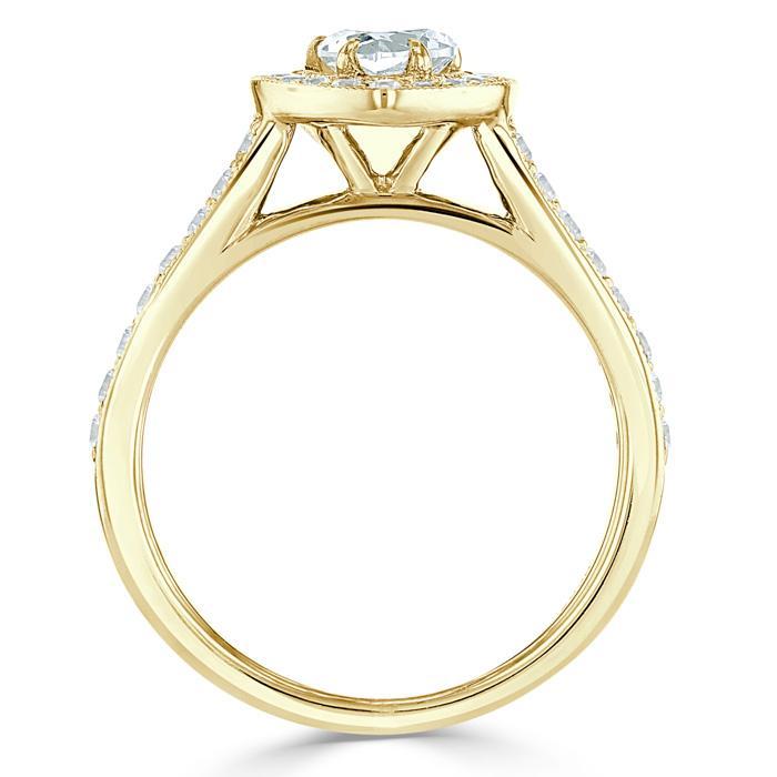 Lab-Diamond Heart Cut Engagement Ring, Classic Halo, Choose Your Stone Size and Metal