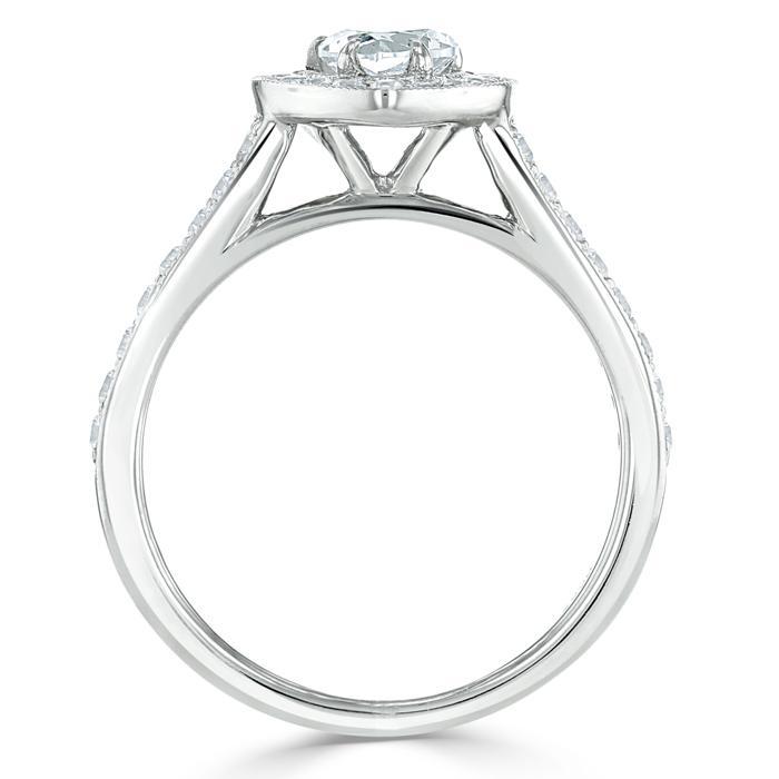 Lab-Diamond Heart Cut Engagement Ring, Classic Halo, Choose Your Stone Size and Metal