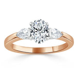 1.30ct  Oval Cut Moissanite 3 stone Engagement Ring,  Available in White Gold, Platinum, Rose Gold or Yellow Gold