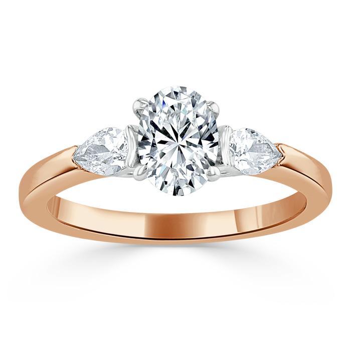1.30ct  Oval Cut Moissanite 3 stone Engagement Ring,  Available in White Gold, Platinum, Rose Gold or Yellow Gold