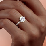 Round Cut Hidden Halo Moissanite Engagement Ring, Tiffany Style, Choose Your Stone Size and Metal