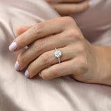 Round Cut Hidden Halo Moissanite Engagement Ring, Tiffany Style, Choose Your Stone Size and Metal
