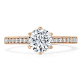 1.25ct  Round Cut Moissanite Halo Engagement Ring, Classic Tiffany Style,  Available in White Gold, Platinum, Rose Gold or Yellow Gold