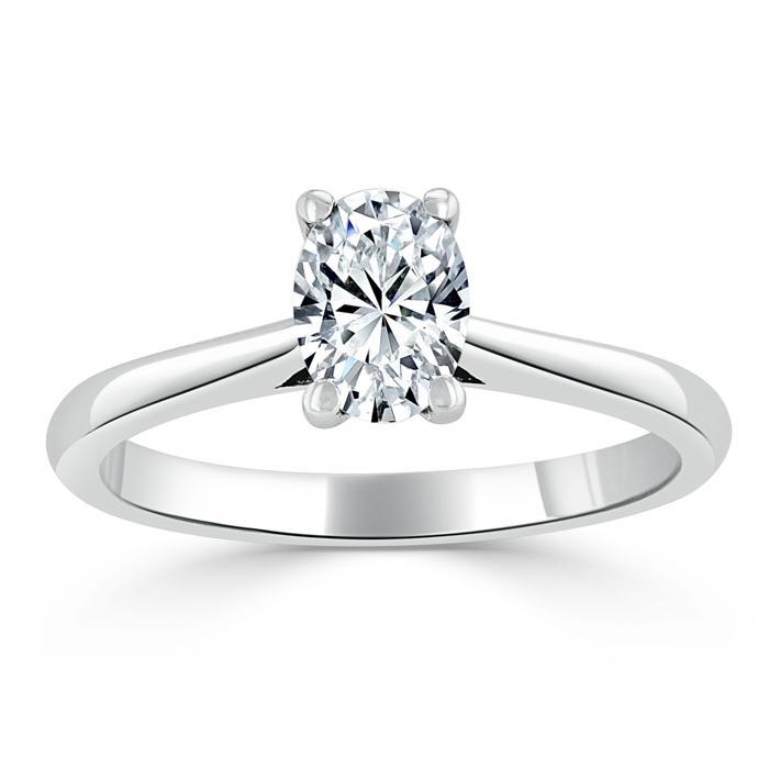 0.75ct  Oval Cut Moissanite Engagement Ring, Classic Design,  Available in White Gold, Platinum, Rose Gold or Yellow Gold