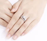 1.70ct Round Cut Diamond Ring Set, Bridal Rings, 925 Sterling Silver