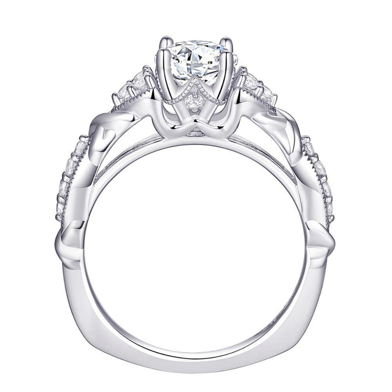 1.60ct Vintage Round Cut Diamond Ring, Bridal Ring Set, 925 Sterling Silver