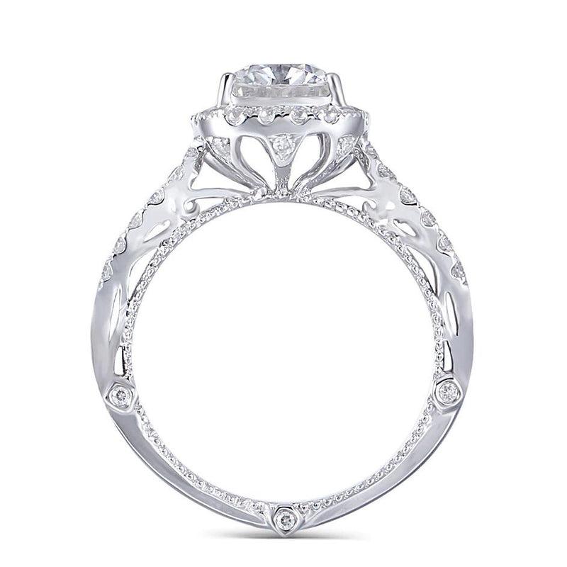 2.00ct Cushion Cut Moissanite Engagement Ring, Twist Band, 14Kt 585 White Gold