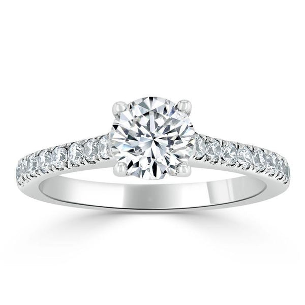 1.00ct  Round Cut Moissanite Halo Engagement Ring, Classic Style,  Available in White Gold, Platinum, Rose Gold or Yellow Gold