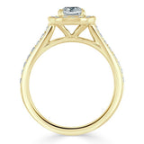 Lab-Diamond Cushion Cut Halo Engagement Ring, Tiffany Style, Choose Your Stone Size and Metal