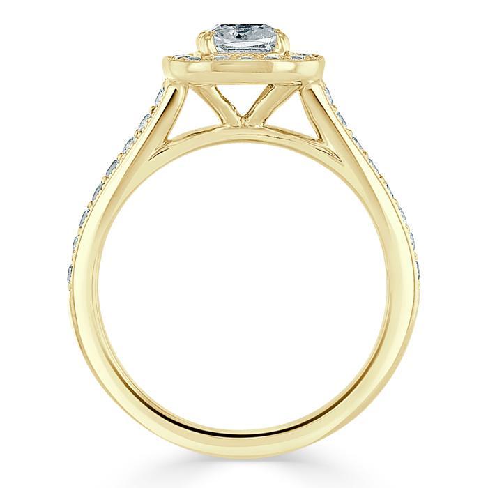 Lab-Diamond Cushion Cut Halo Engagement Ring, Tiffany Style, Choose Your Stone Size and Metal