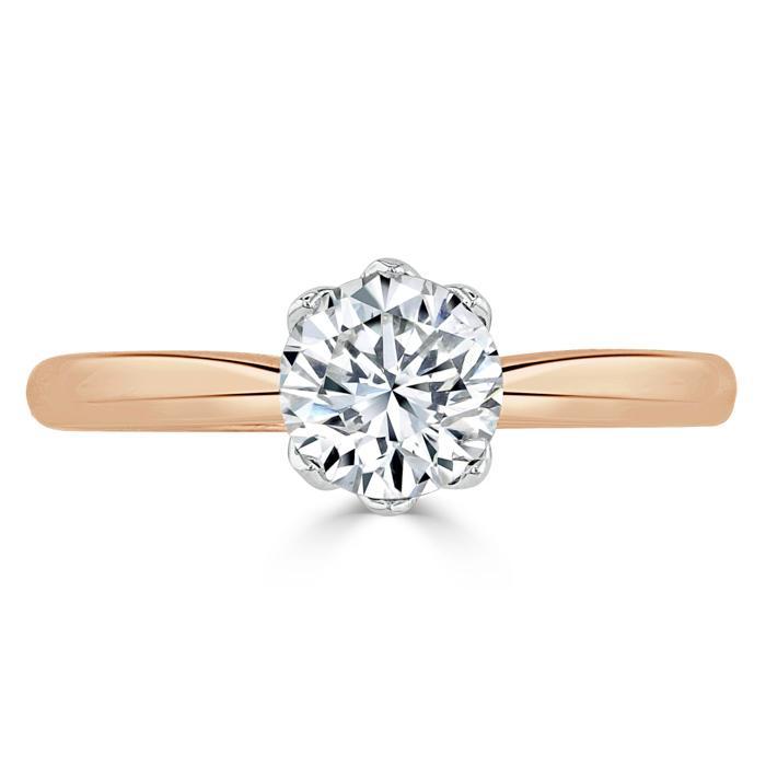 Lab-Diamond, Round Cut Engagement Ring, Classic Six Claw, Choose Your Stone Size and Metal