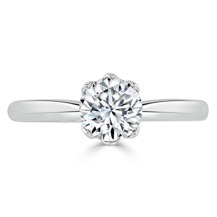 Lab-Diamond, Round Cut Engagement Ring, Classic Six Claw, Choose Your Stone Size and Metal