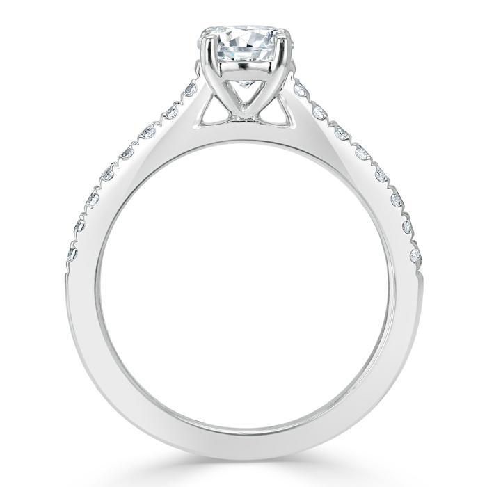 1.00ct  Round Cut Moissanite Halo Engagement Ring, Classic Style,  Available in White Gold, Platinum, Rose Gold or Yellow Gold
