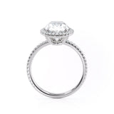 Oval Cut Moissanite Halo Engagement Ring, Tiffany Style, Choose Your Stone Size and Metal