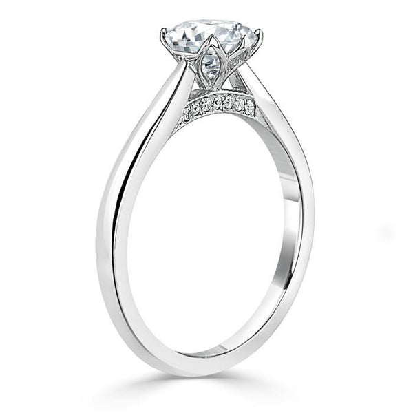 Lab-Diamond, Round Cut Engagement Ring, Classic Six Claw, Choose Your Stone Size and Metal