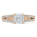 1.30ct Asscher Cut Moissanite Engagement Ring, Classic Style,  Available in White Gold, Platinum, Rose Gold or Yellow Gold