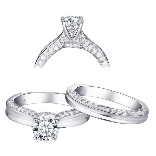 1.60ct Round Cut Diamond Ring, Bridal Ring Set, 925 Sterling Silver