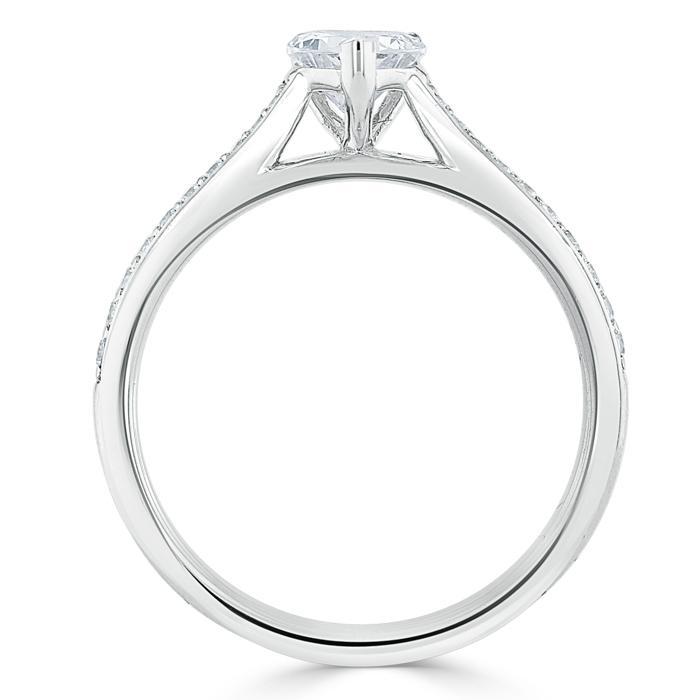 Lab-Diamond Heart Cut Engagement Ring, Classic Style, Choose Your Stone Size and Metal