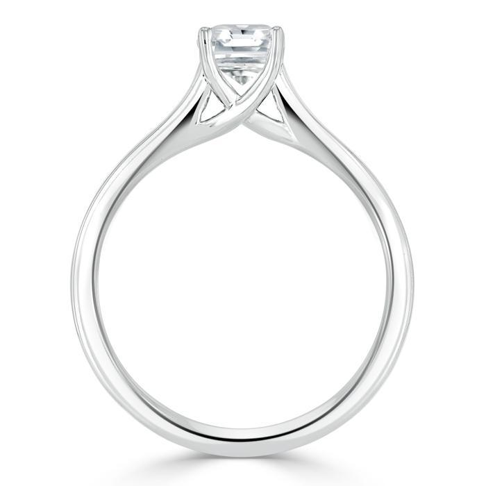 Lab-Diamond Asscher Cut Moissanite Engagement Ring, Classic Style, Choose Your Stone Size and Metal