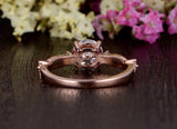 Round Cut Moissanite Engagement Ring, Unique Vintage Design, Choose Your Stone Size & Metal
