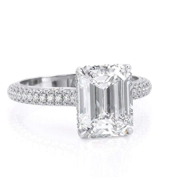 2.50ct Emerald Cut Moissanite, Classic Engagement Ring, Available in White Gold or Platinum