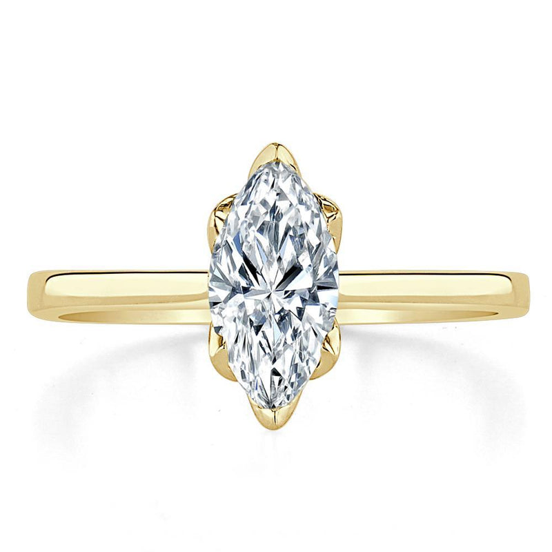 1.00ct Marquise Cut Moissanite Engagement Ring, Classic Design,  Available in White Gold, Platinum, Rose Gold or Yellow Gold