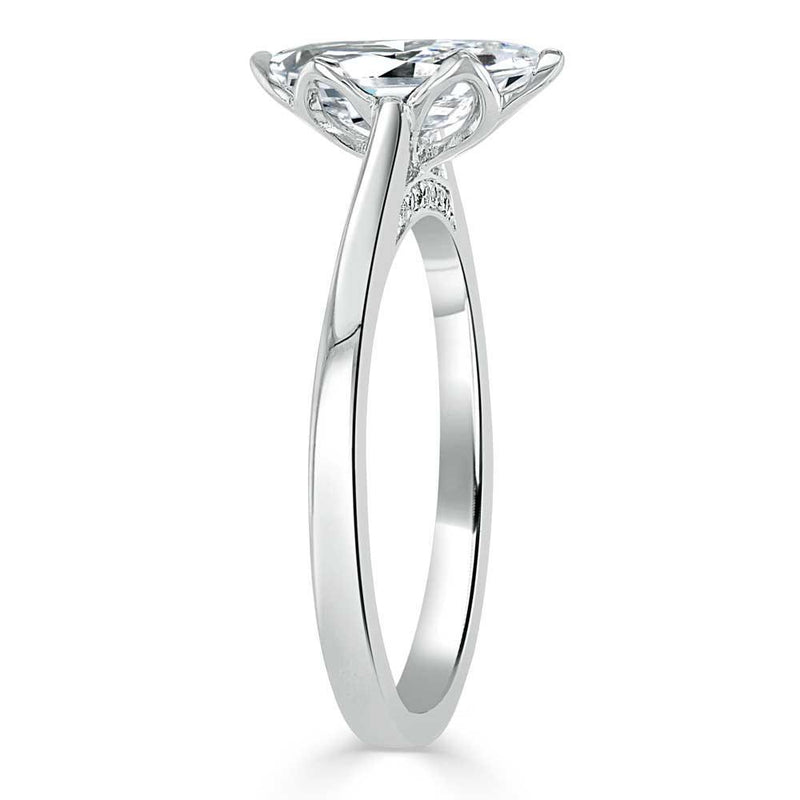 1.00ct Marquise Cut Moissanite Engagement Ring, Classic Design,  Available in White Gold, Platinum, Rose Gold or Yellow Gold