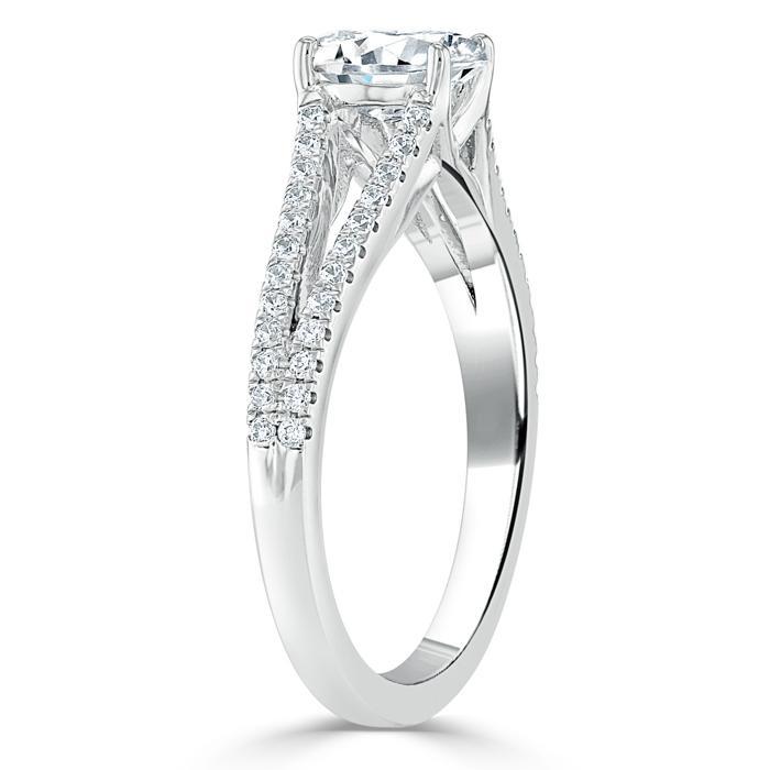 Lab-Diamond Oval Cut Engagement Ring, Split Shank, Choose Your Stone Size and Metal