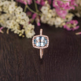 2.50ct Aqua Marine Oval Cut Halo Engagement Ring, Vintage Design, Choose Your Metal