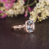2.50ct Aqua Marine Oval Cut Halo Engagement Ring, Vintage Design, Choose Your Metal