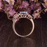 2.00ct Aqua Marine Oval Cut Engagement Ring, Vintage Design, Choose Your Metal