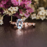 1.25ct Aqua Marine Oval Cut Engagement Ring, Vintage Design, Choose Your Metal