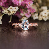 1.25ct Aqua Marine Oval Cut Engagement Ring, Vintage Design, Choose Your Metal