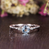 0.50ct Aqua Marine Round Cut Engagement Ring, Vintage Design, Choose Your Metal