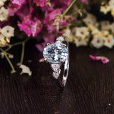 2.00ct Aqua Marine Oval Cut Engagement Ring, Vintage Design, Choose Your Metal