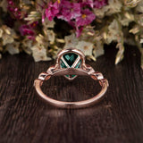 1.25ct Pear Cut Lab Grown Emerald Engagement Ring, Vintage Design, Choose Your Metal