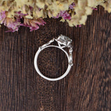 Round Cut Moissanite Engagement Ring, Art Deco Halo Design, Choose Your Stone Size & Metal