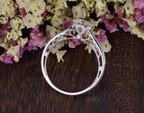 Round Cut Moissanite Engagement Ring, Unique Vintage Design, Choose Your Stone Size & Metal