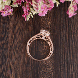 Round Cut Moissanite Engagement Ring, Unique Vintage Design, Choose Your Stone Size & Metal