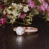 Round Cut Moissanite Engagement Ring, Unique Vintage Design, Choose Your Stone Size & Metal